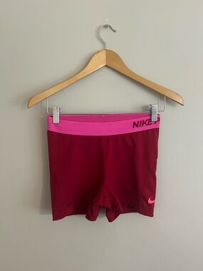 Nike Maroon Shorts with Hot Pink Waistband